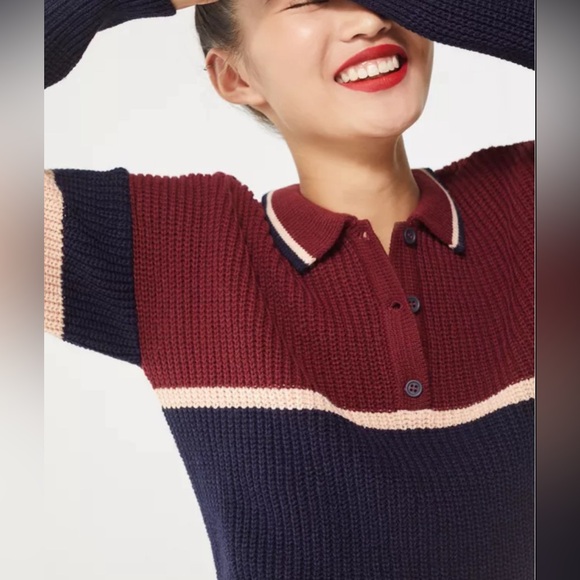 Urban Outfitters S-P Color Block Striped Henley Button Sweater - Picture 16 of 16